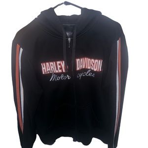 Harley Davidson Motorcycles Womens Black Size XL Full Zip : Hooded Jacket